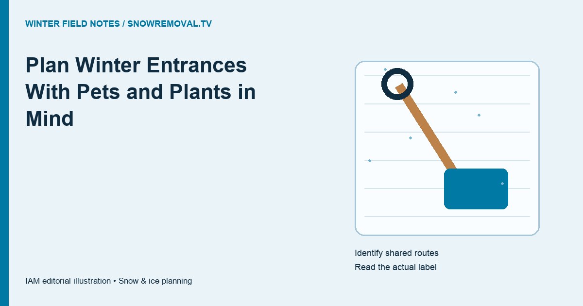 Plan Winter Entrances With Pets and Plants in Mind — annotated editorial planning illustration
