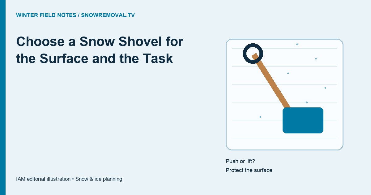Choose a Snow Shovel for the Surface and the Task — annotated editorial planning illustration