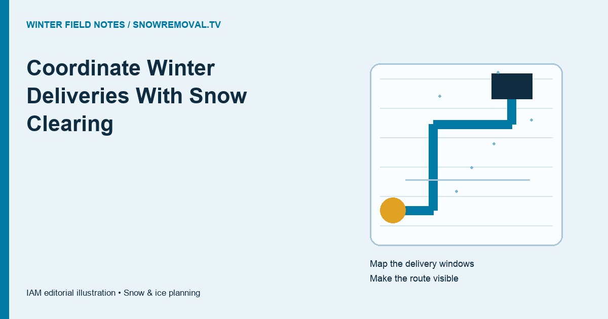 Coordinate Winter Deliveries With Snow Clearing — annotated editorial planning illustration